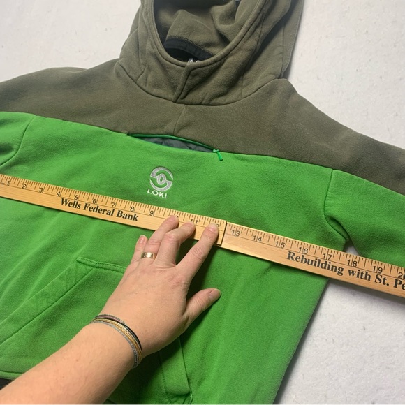Loki All-Tech hoodie Sweatshirt built in mittens/face cover Marvel Green size 7 - Picture 11 of 12